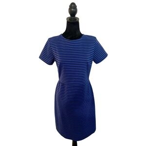 Old Navy Blue Striped Dress Women's Medium NWT Short‎ Sleeve Round Neck Fitted